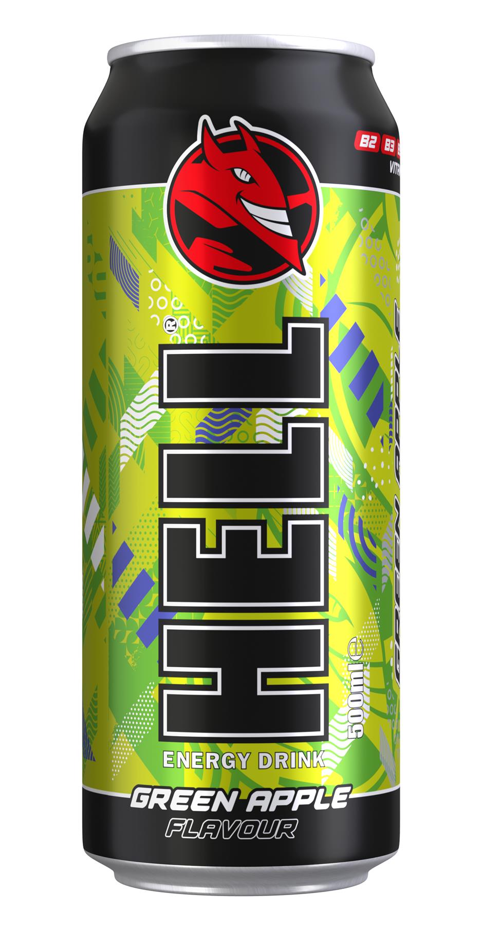 Hell Energy Drink Green Apple 12 x 500ml Cans Choose Flavour Caffeine B Vitamins Vegan
