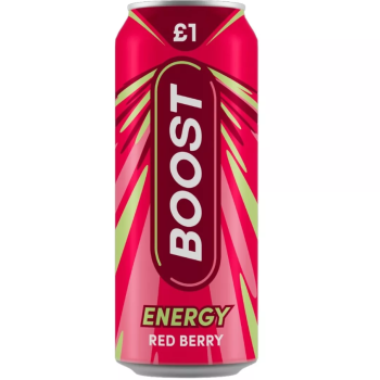 Boost Energy Red Berry Cans 12 x 500ml PMP – Sparkling Energy Drink - Caffeine & B-Vitamin