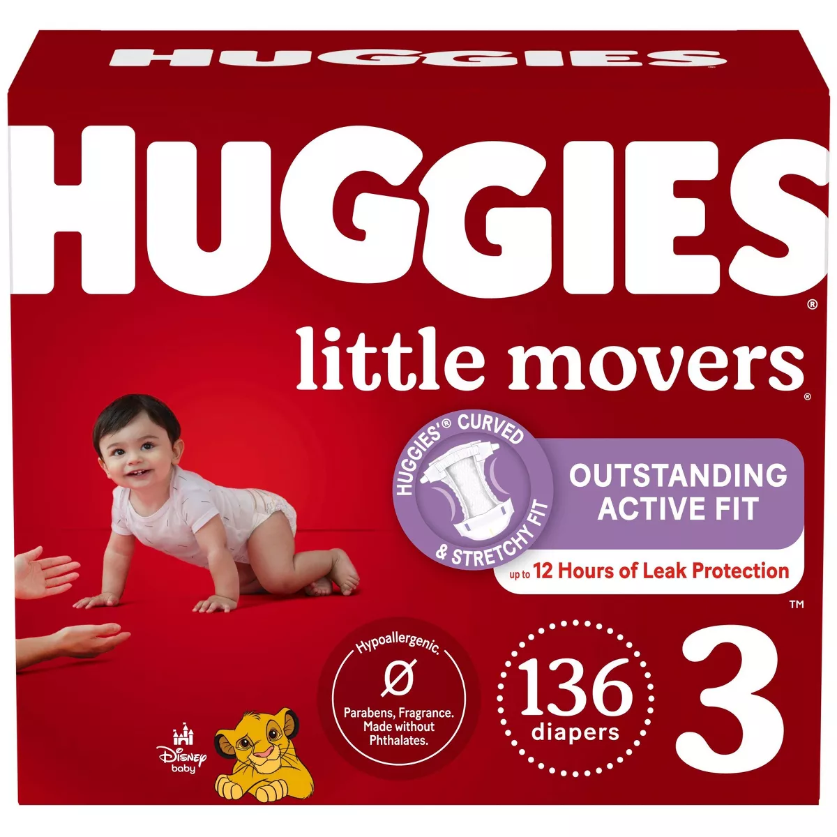 Huggies Little Movers Baby Disposable Diapers – Size 3 (136 Count)