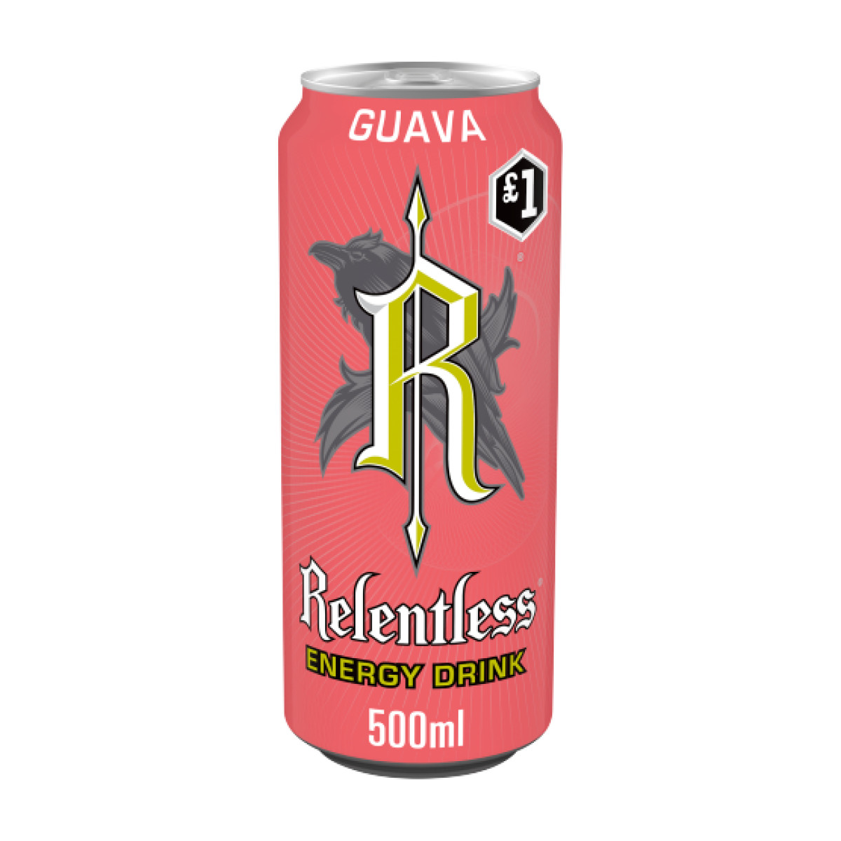 Relentless Guava Energy Drink 12 x 500ml PMP Cans - Guava Boost with B Vitamins & Caffeine